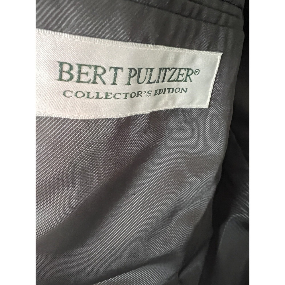 VINTAGE BLACK & WHITE BERT PULITZER 100% SILK SPORT COAT 44L blazer suit jacket - Picture 3 of 13